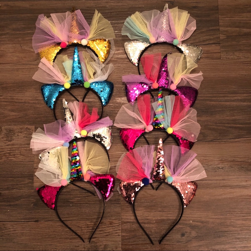 Sequin Unicorn Cat Ear Headband Fancy Sparkle